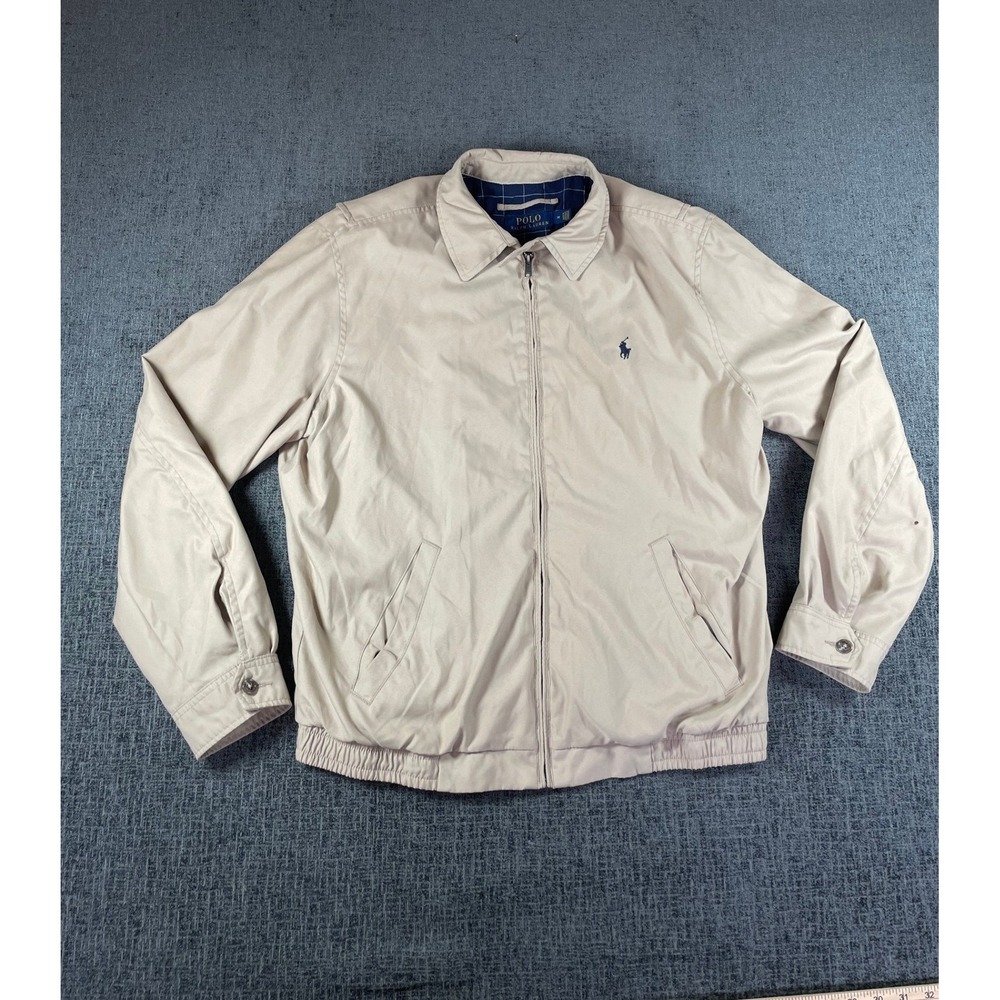 Polo Ralph Lauren Mens Harrington Jacket Tan Beige Full Zip Windbreaker Medium